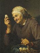 Hendrick Bloemaert Old woman selling eggs oil painting artist